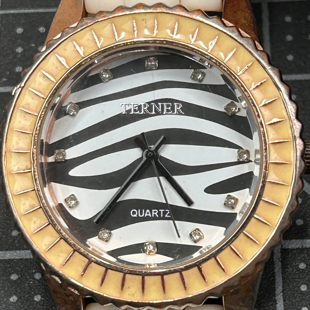 Terner‎ YH-A02 Rose Gold Tone Zebra Print Dial Silicone Strap Quartz Watch